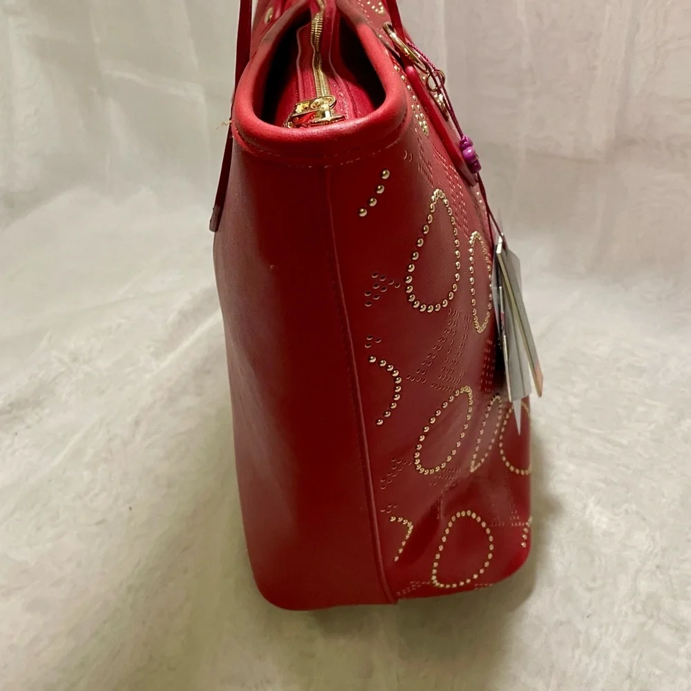 Nicole Lee NL Laser Cut Monogram Shopper with Studding, NWT and Dustbag